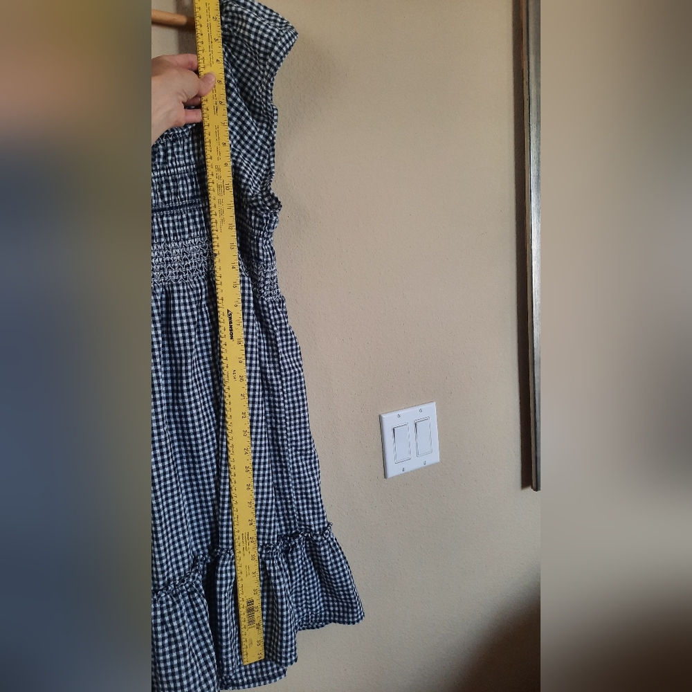 Gingham Ruched Smocked Dress Tiered Sundress - Picture 3 of 7